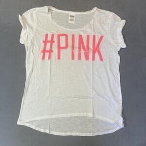 PINK Victoria's Secret Shirt Womens Medium Sequin White Short Sleeve Tee Top
